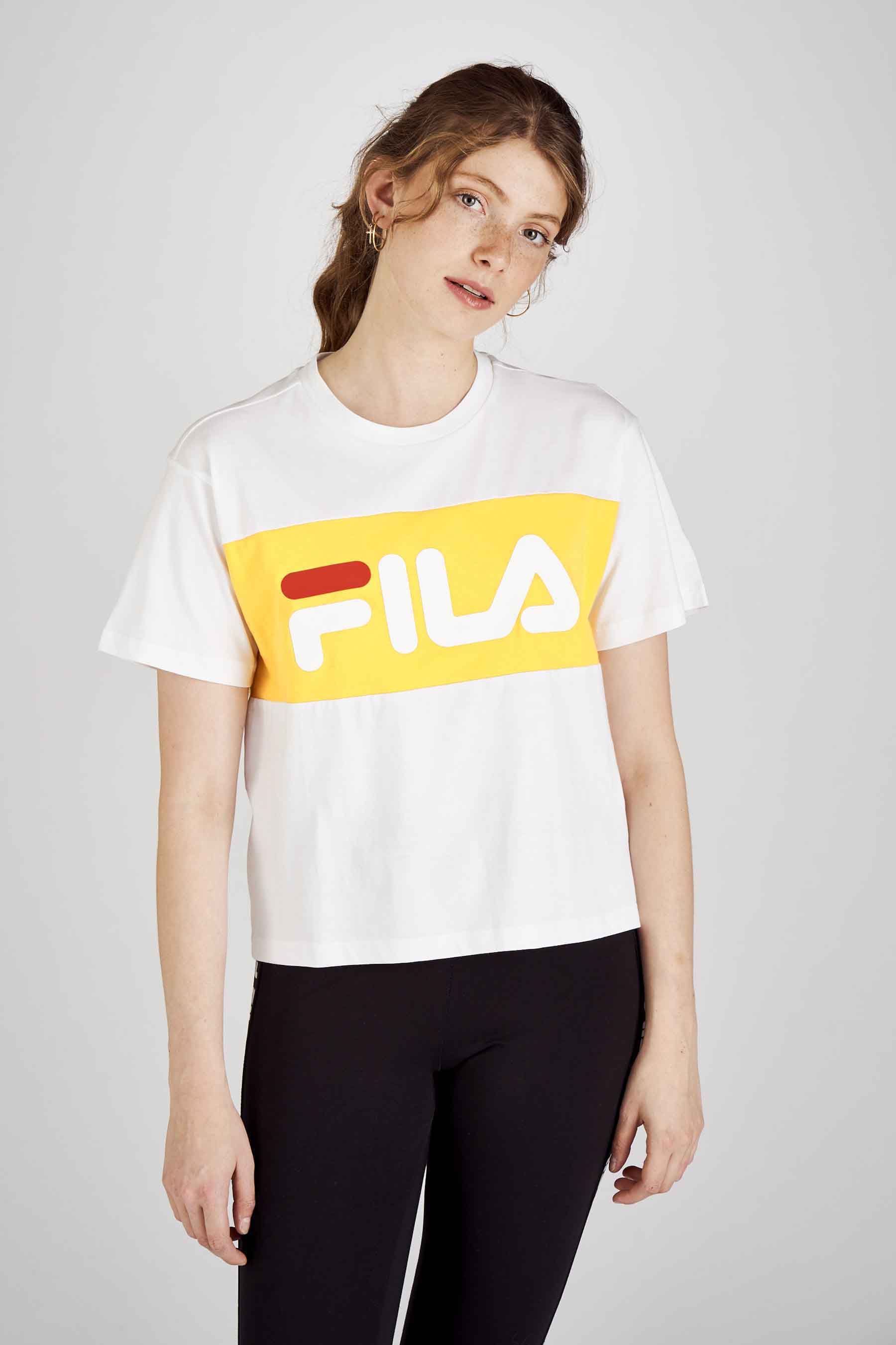 T shirt manches courtes Jaune FILA 682125 A207 BRIGHT WHI ZEB